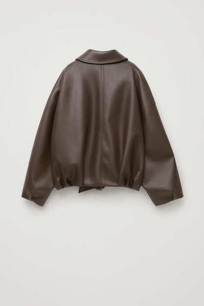 Women's Oversized Leather Belted Jacket