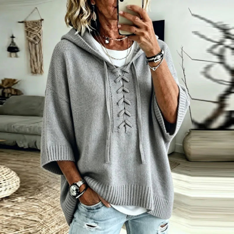 Women's Oversized Hooded Knit Sweater