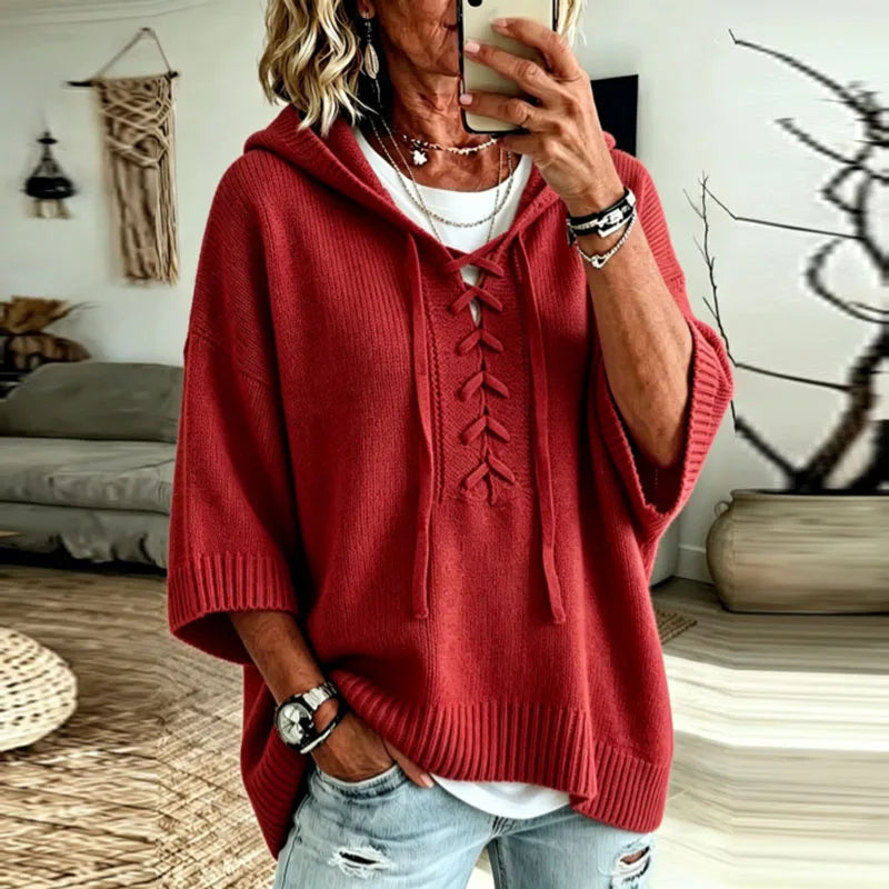 Women's Oversized Hooded Knit Sweater