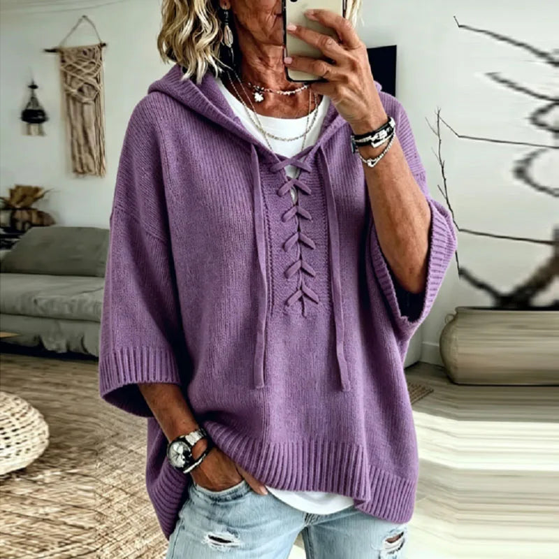 Women's Oversized Hooded Knit Sweater