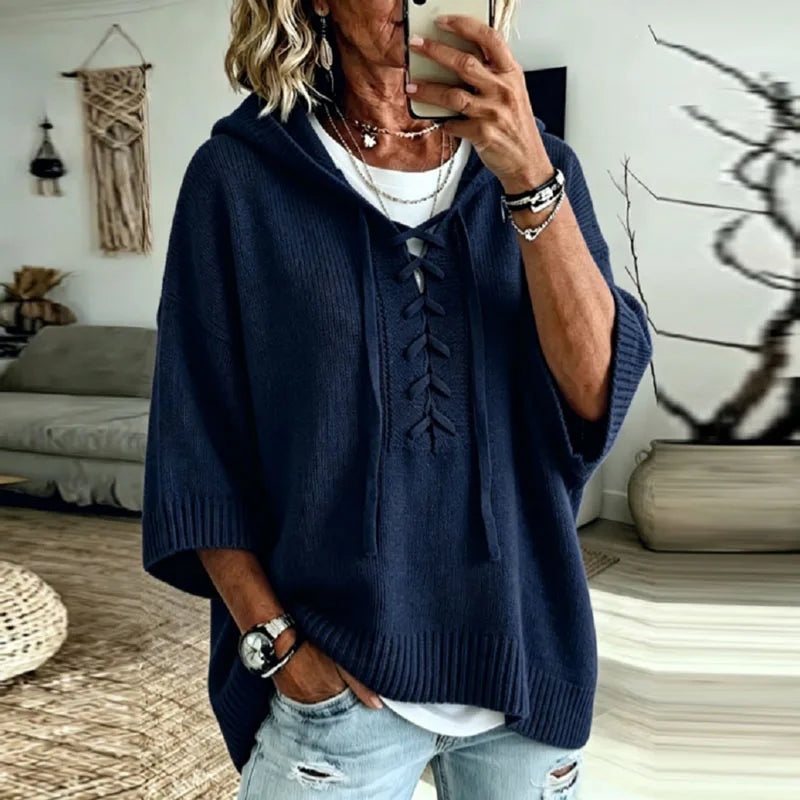 Women's Oversized Hooded Knit Sweater