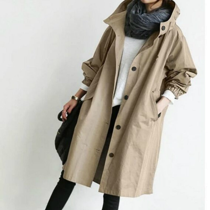 Women's Oversized Hooded Trench Coat