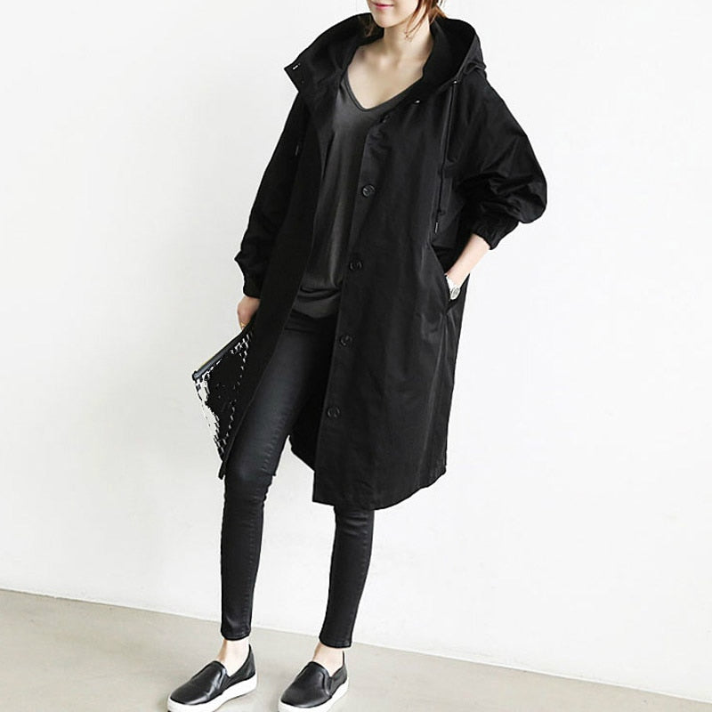 Women's Oversized Hooded Trench Coat