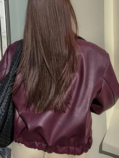 Women's Oversized Faux Leather Jacket