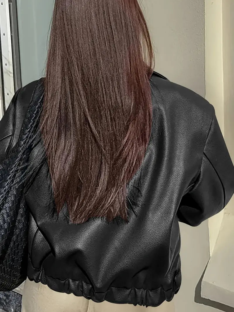 Women's Oversized Faux Leather Jacket