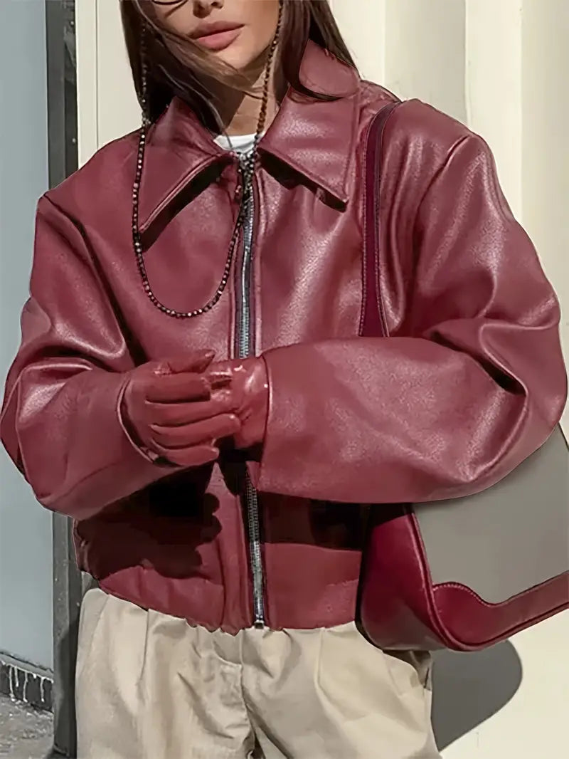 Women's Oversized Faux Leather Jacket