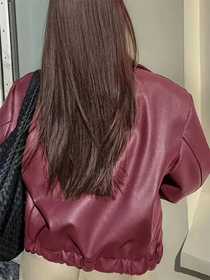 Women's Oversized Faux Leather Jacket