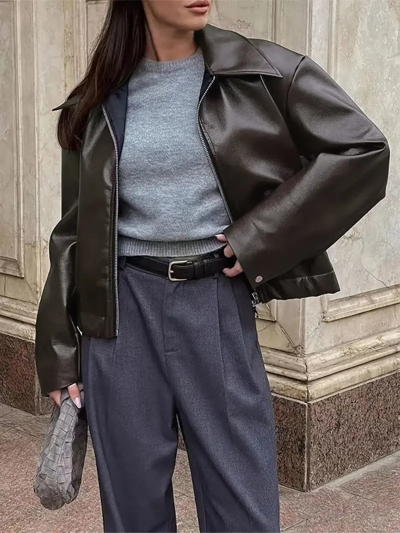 Women's Oversized Faux Leather Jacket