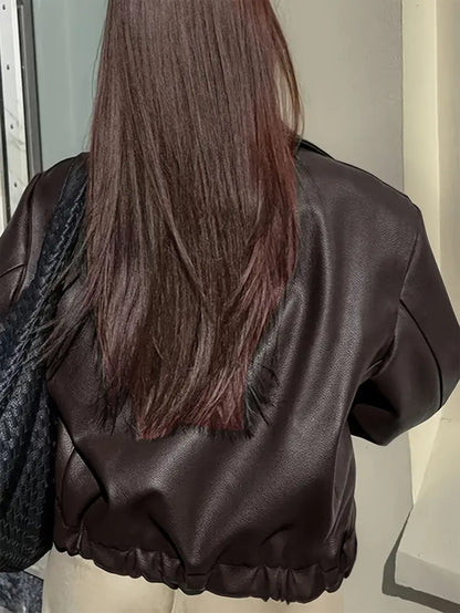 Women's Oversized Faux Leather Jacket