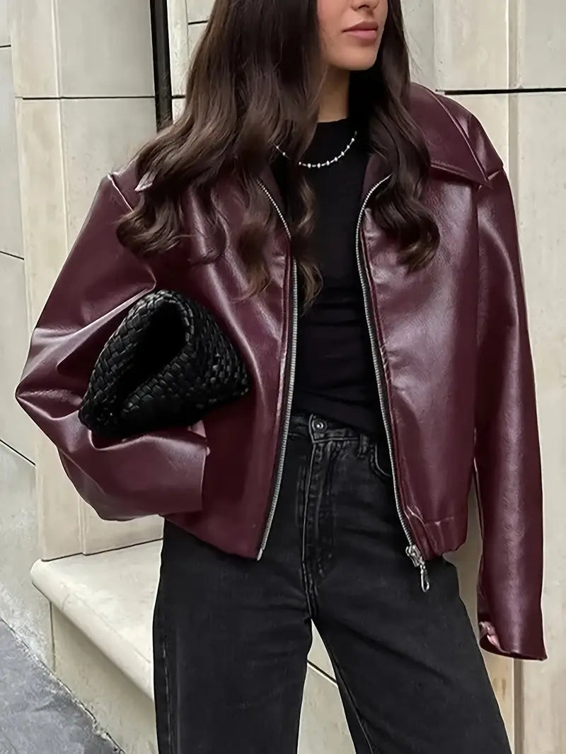 Women's Oversized Faux Leather Jacket