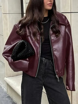 Women's Oversized Faux Leather Jacket