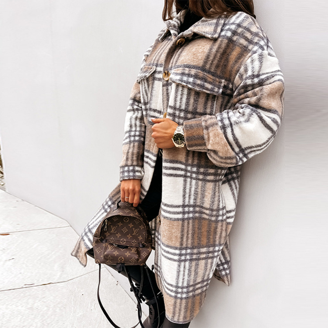Women's Oversized Plaid Shirt Jacket