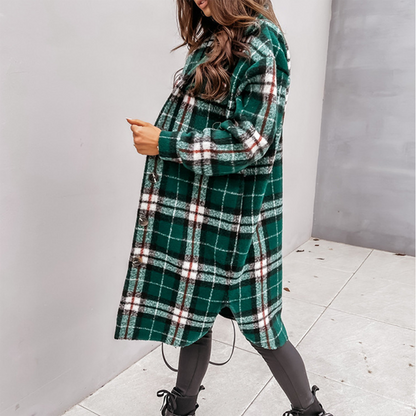 Women's Oversized Plaid Shirt Jacket