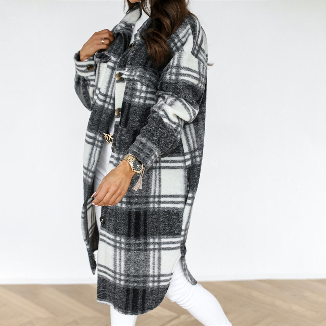 Women's Oversized Plaid Shirt Jacket