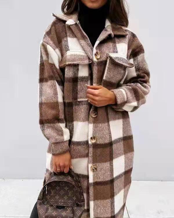 Women's Oversized Plaid Shirt Jacket