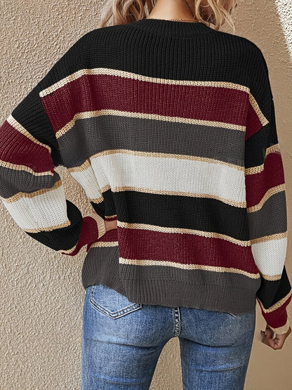 Women's Striped Colour Block Sweater