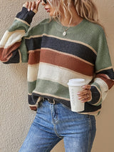 Women's Striped Colour Block Sweater