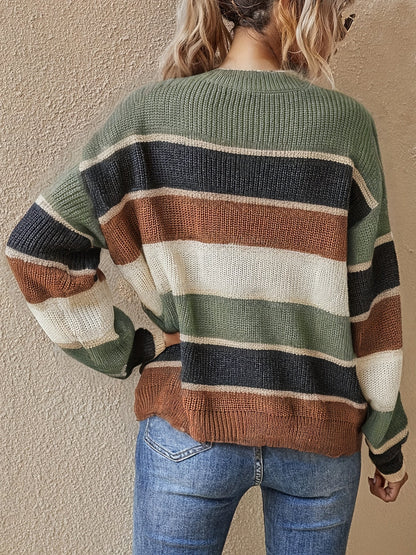 Women's Striped Colour Block Sweater