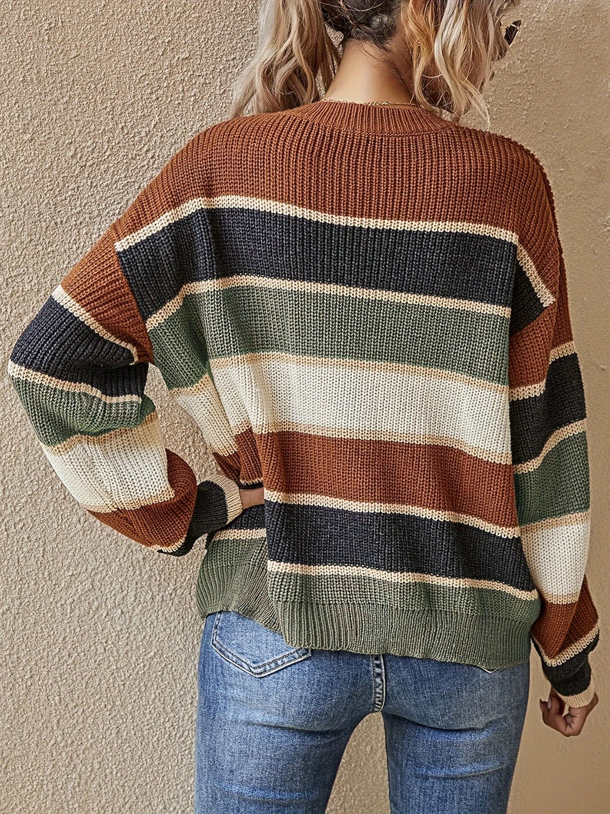 Women's Striped Colour Block Sweater