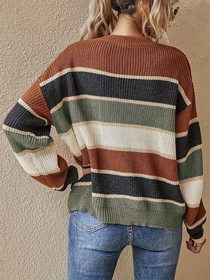 Women's Striped Colour Block Sweater