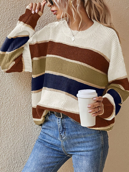 Women's Striped Colour Block Sweater