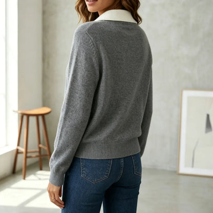 Women's Contrast Quarter Zip Sweater