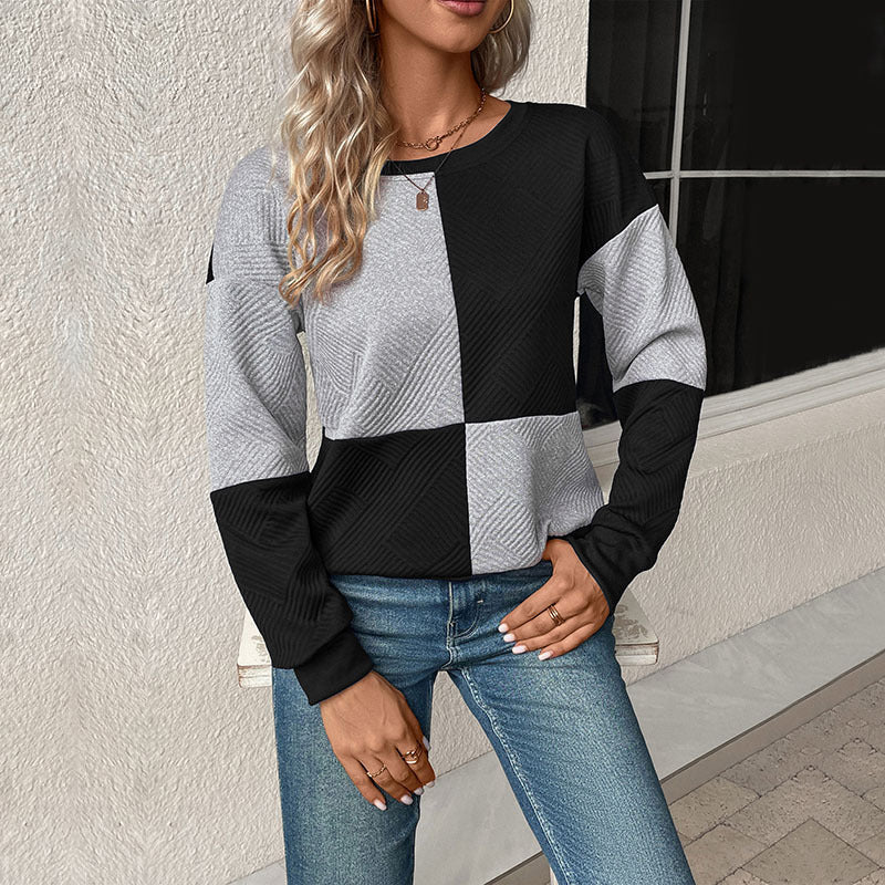 Women's Check Colour Block Sweatshirt