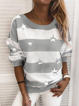 Women's Striped Star Print Sweatshirt