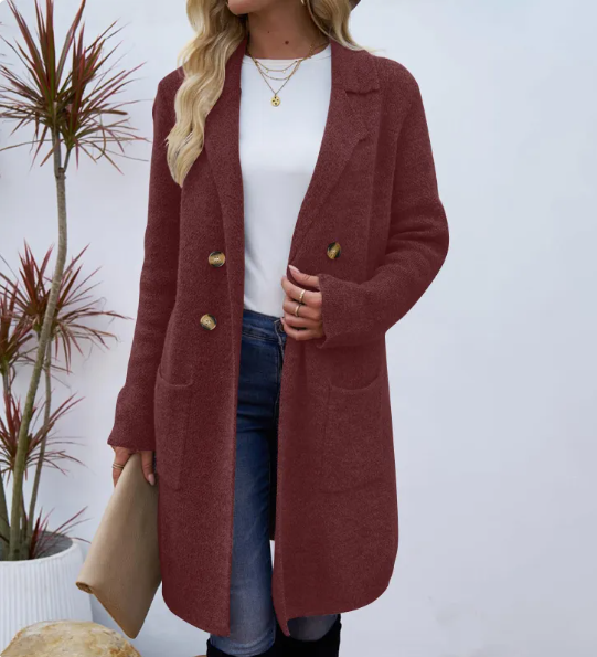 Women's Relaxed Knit Button Coat