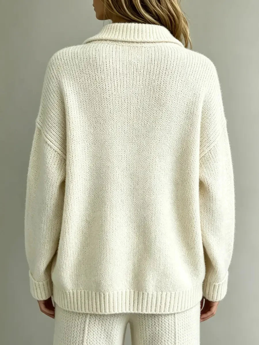 Women's Gold Button Polo Sweater