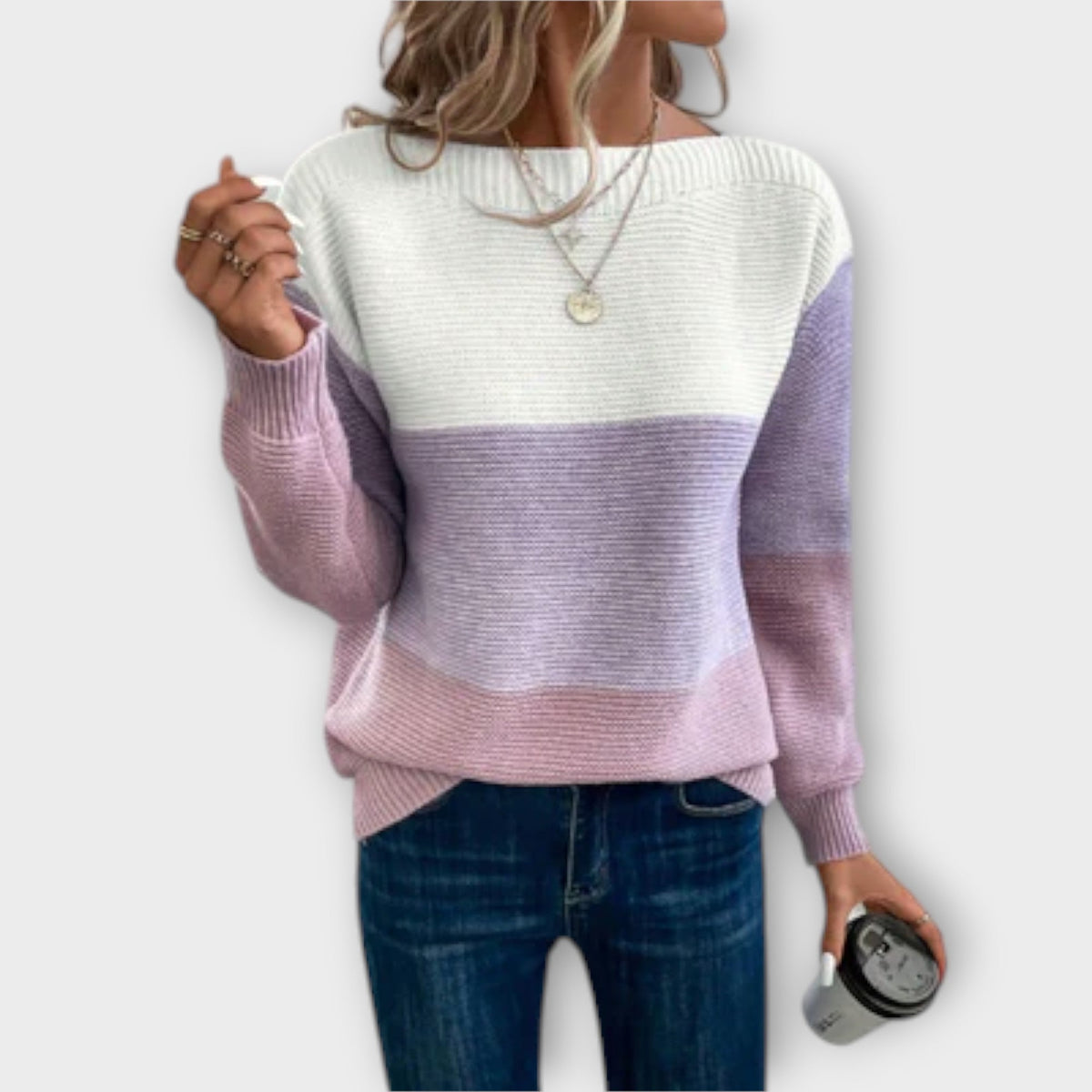Women's Colour Block Striped Sweater