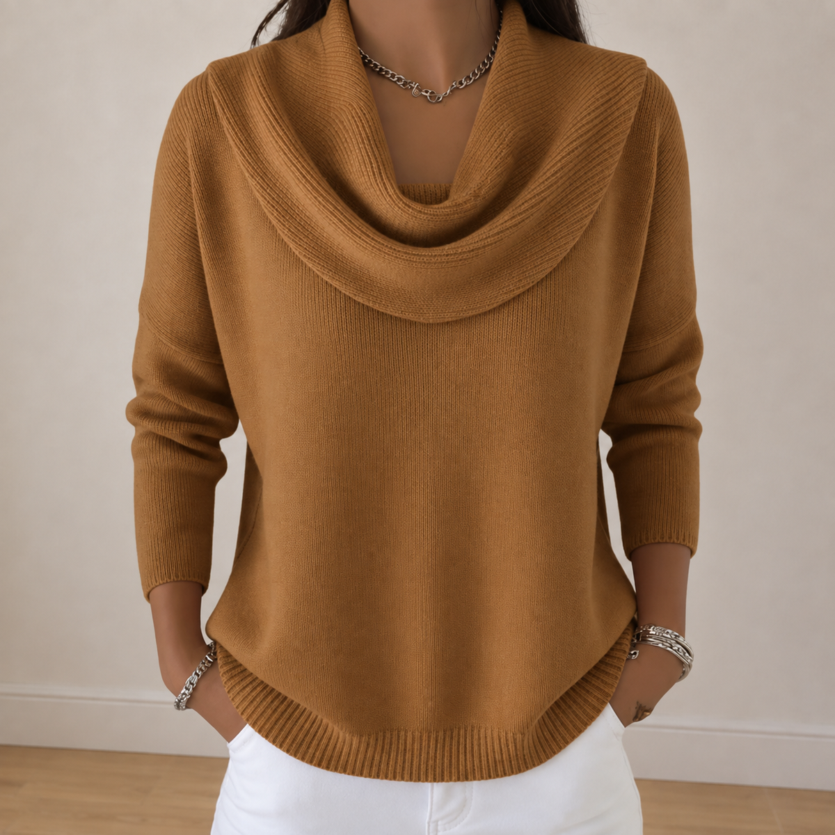 Women's Draped Cowl Neck Sweater
