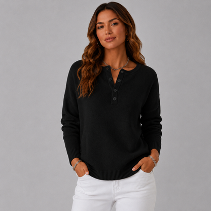 Women's Relaxed Henley Knit Sweater