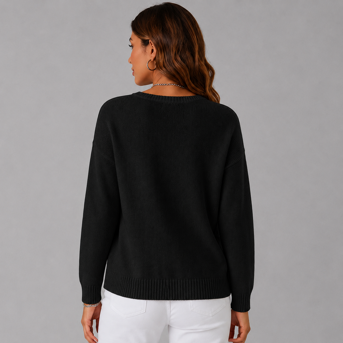 Women's Relaxed Henley Knit Sweater