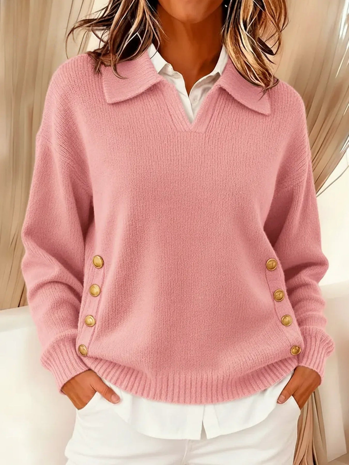 Women's Polo Collar Knit Sweater