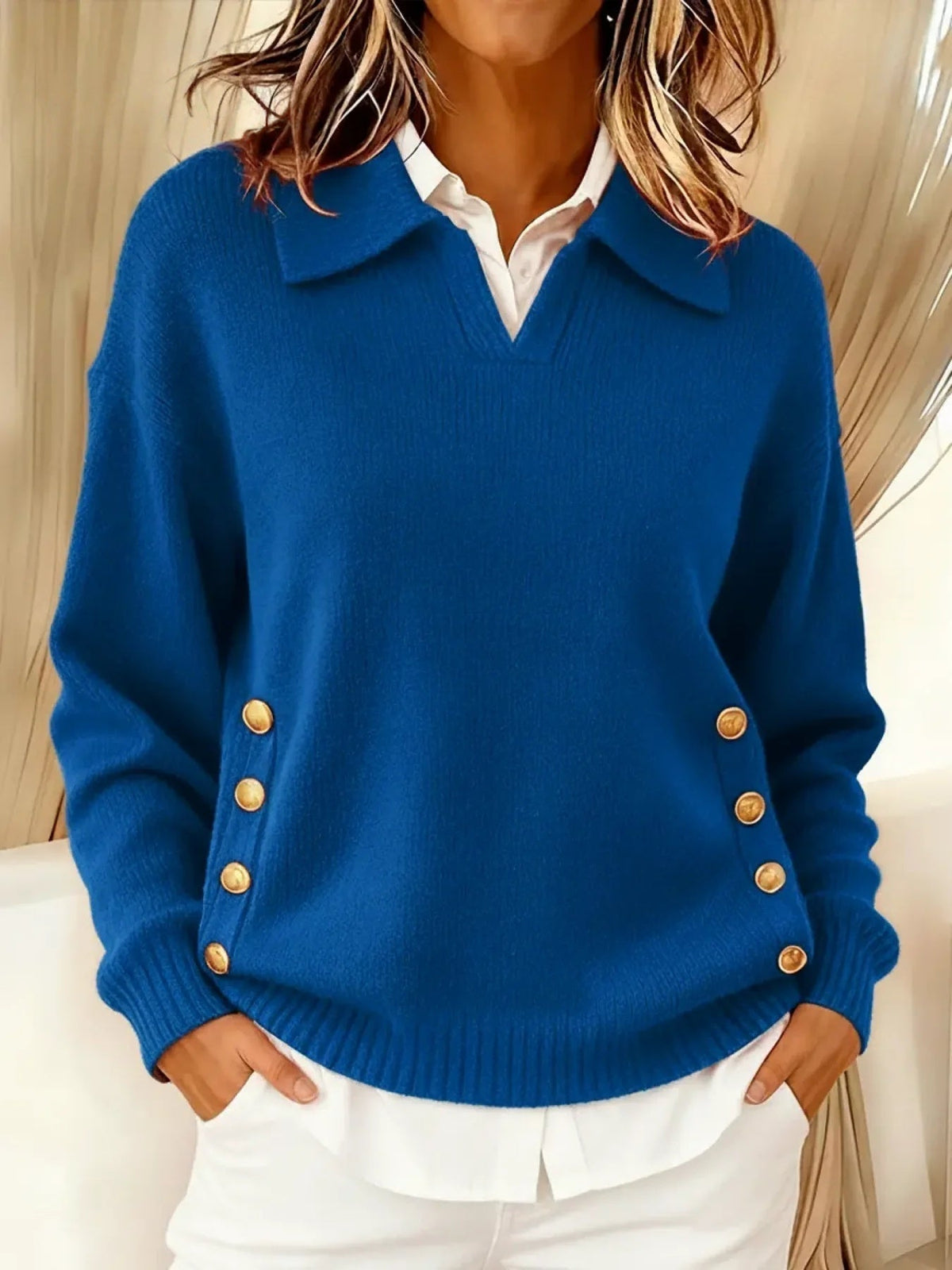 Women's Polo Collar Knit Sweater