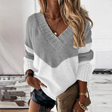 Women's Colour Block V-Neck Sweater
