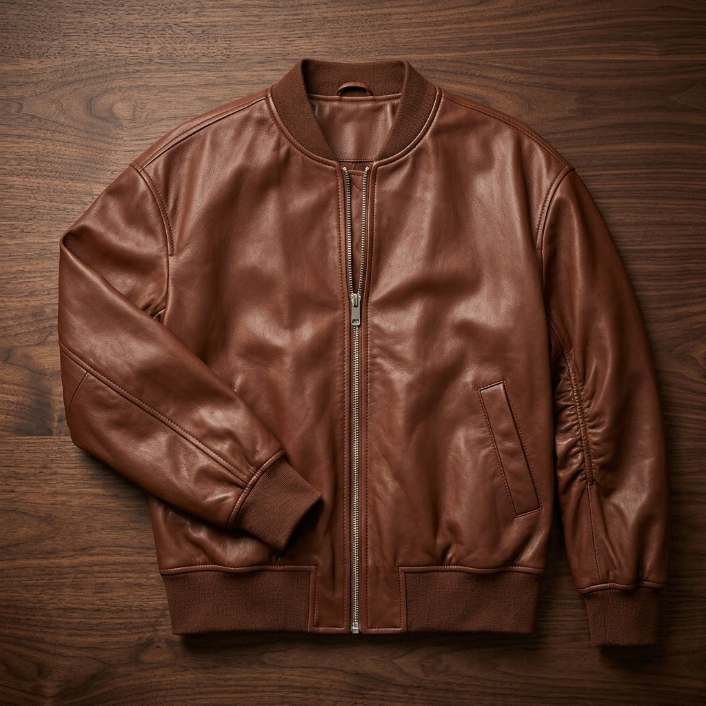 Women's Relaxed Leather Bomber Jacket