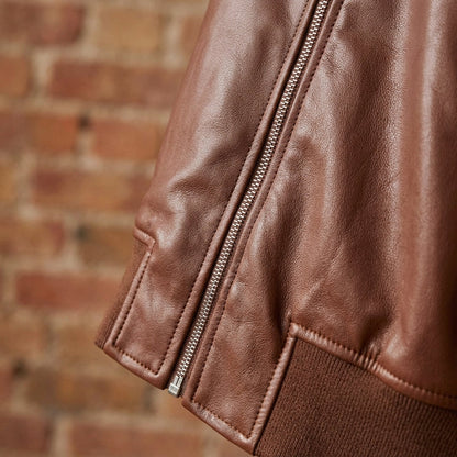 Women's Relaxed Leather Bomber Jacket
