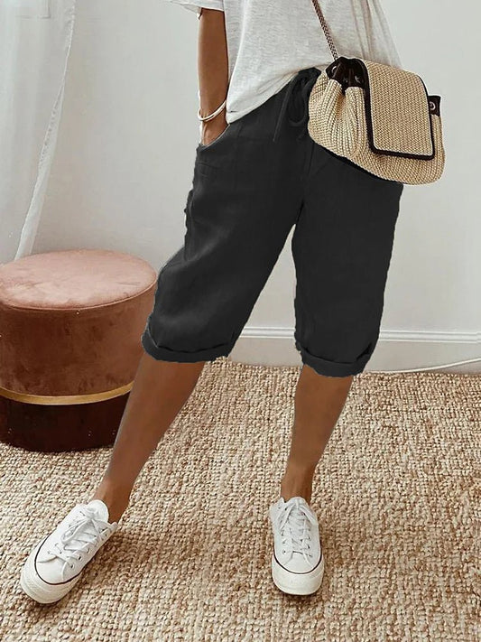 Women's Relaxed Linen Cropped Trousers