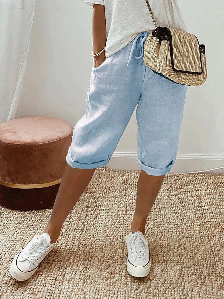 Women's Relaxed Linen Cropped Trousers