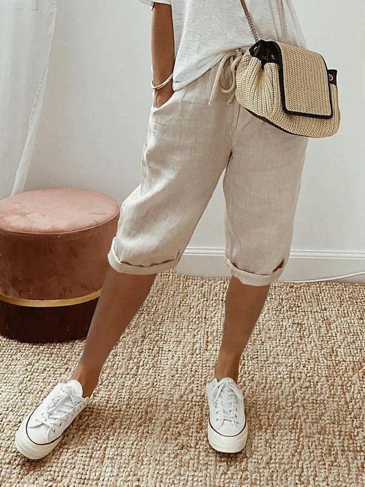 Women's Relaxed Linen Cropped Trousers