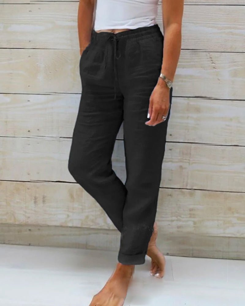 Women's Relaxed Linen Drawstring Trousers