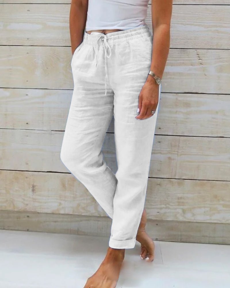 Women's Relaxed Linen Drawstring Trousers