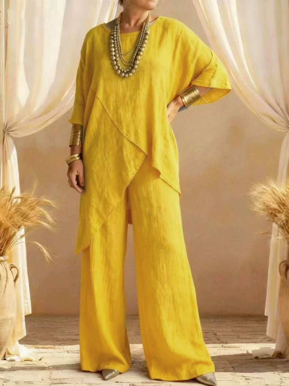 Women's Linen Asymmetric Trouser Set