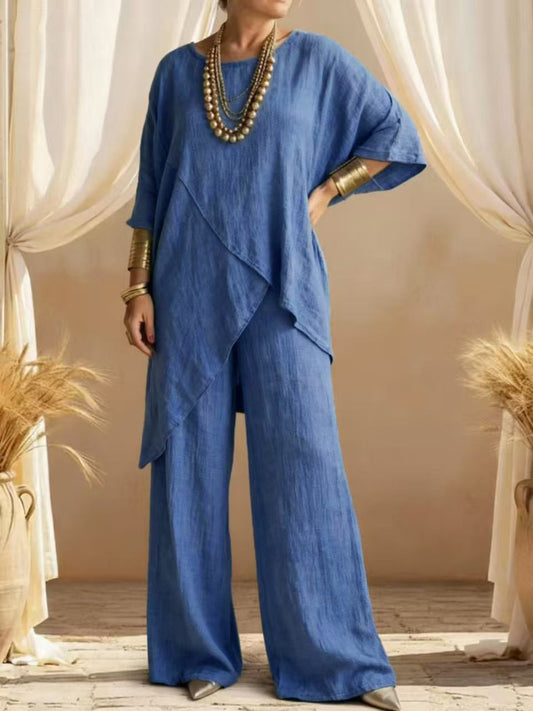 Women's Linen Asymmetric Trouser Set