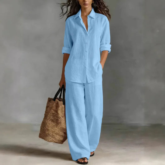Women's Linen Shirt Trouser Set