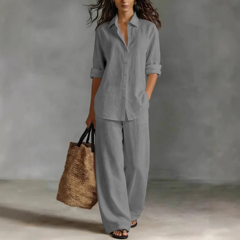 Women's Linen Shirt Trouser Set