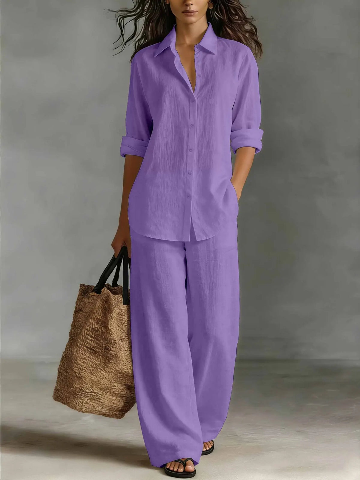 Women's Linen Shirt Trouser Set