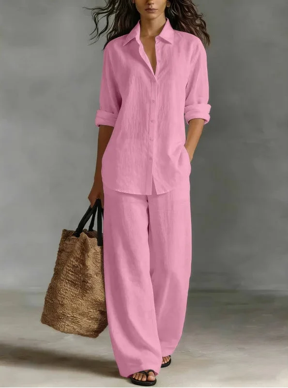 Women's Linen Shirt Trouser Set